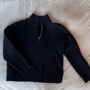 Navy boucle Half-Zip Sweater